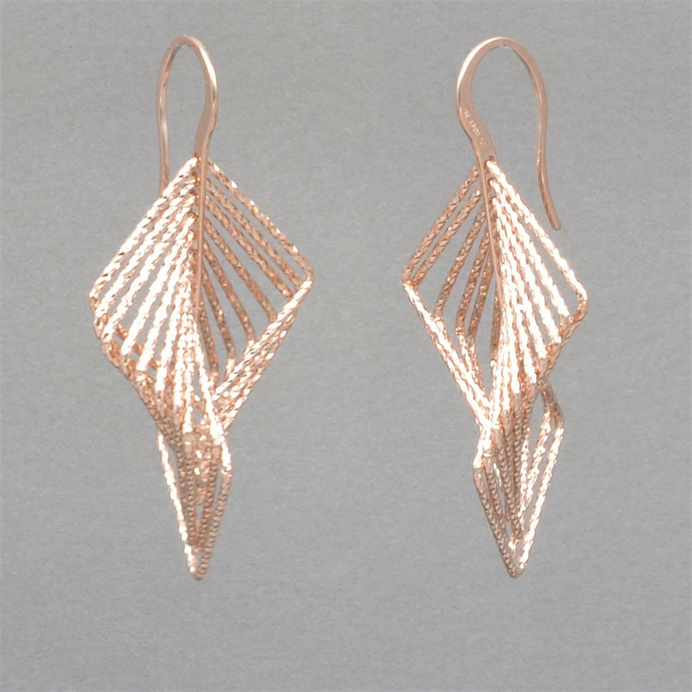 Azur Ruthenium Rose Gold Cascading Square Earrings 3 Azur Ruthenium Rose Gold Cascading Square Earrings