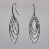 Azur Black And Silver Shimmering Pointed Oval Earrings