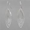Azur Silver Shimmering Pointed Oval Earrings