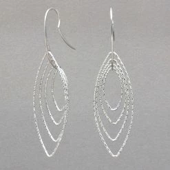 Azur Silver Pointed Oval Earrings