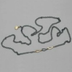 Arlee Kasselman Arlee Triangle Oxidized Silver And Gold Necklace