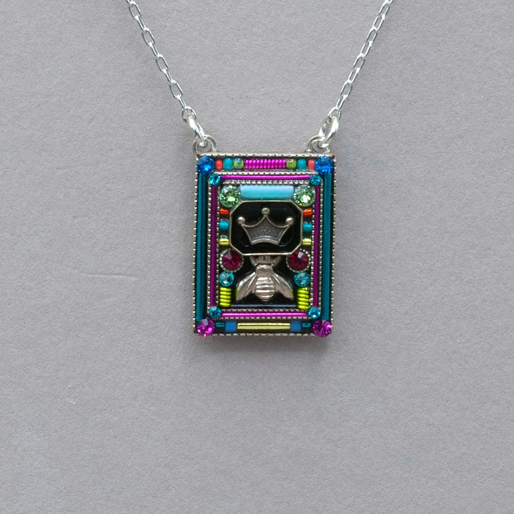 Firefly Queen Bee Rectangle Pendant Necklace 3 Firefly Queen Bee Rectangle Pendant Necklace