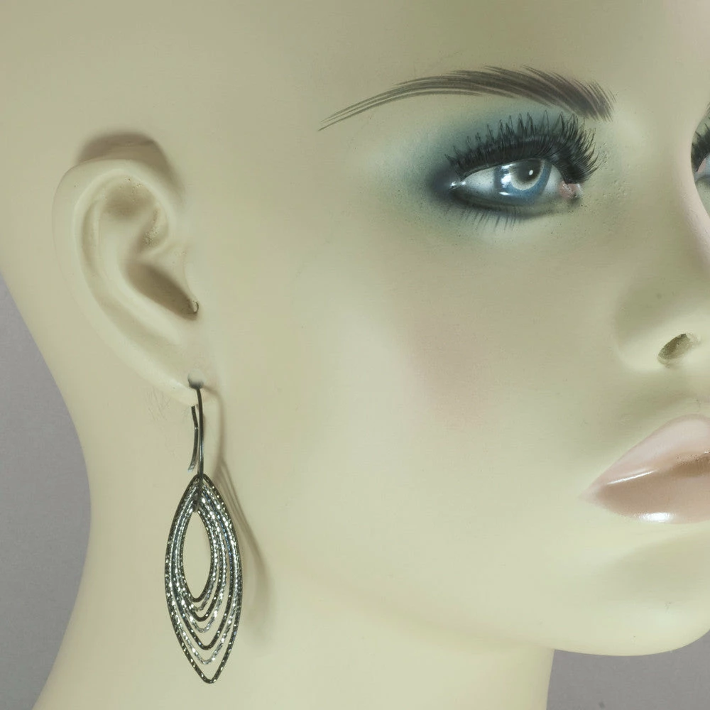 Azur Silver Shimmering Pointed Oval Earrings 4 Azur Silver Shimmering Pointed Oval Earrings