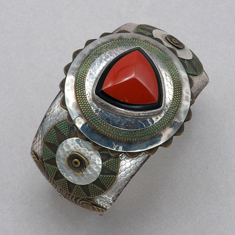 Tabra Vintage Jasper And Onyx Sterling Silver Cuff Bracelet 3 Tabra Vintage Jasper And Onyx Sterling Silver Cuff Bracelet