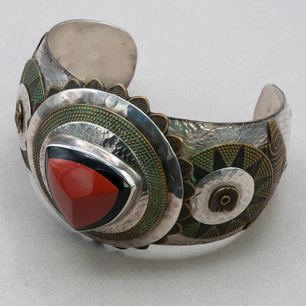 Tabra Vintage Jasper And Onyx Sterling Silver Cuff Bracelet 4 Tabra Vintage Jasper And Onyx Sterling Silver Cuff Bracelet