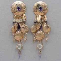 Tabra Vintage Amethyst And 14k Gold Fill Earrings