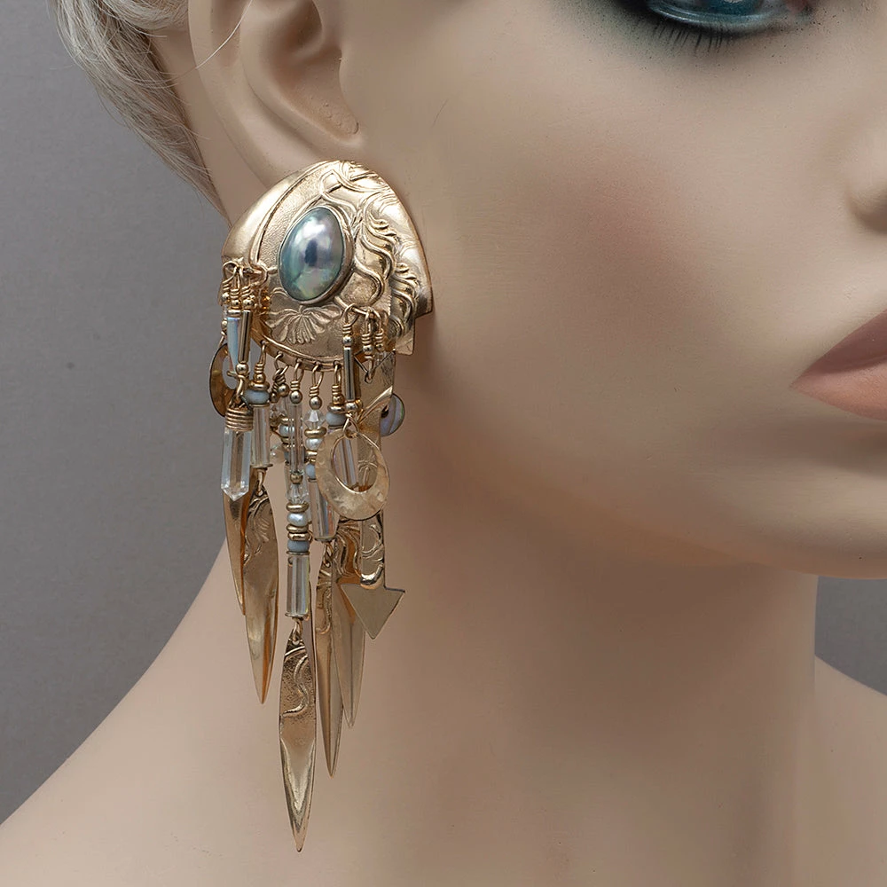 Tabra Vintage 14k Gold Fill Grey Osmeña Pearl Earrings 4 Tabra Vintage 14k Gold Fill Grey Osmeña Pearl Earrings