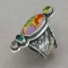 Tabra Chinese Pottery With Peridot And Tourmaline Ring