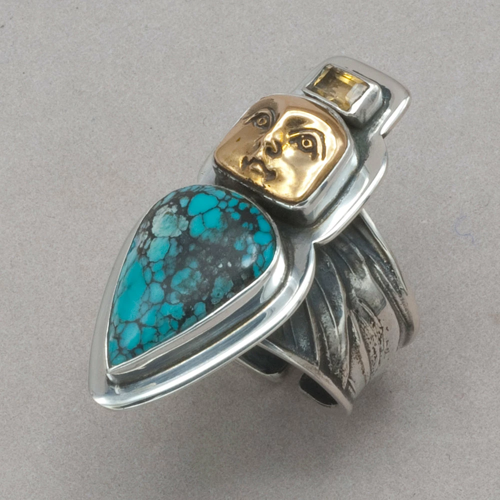 Tabra Turquoise And Bronze Face Ring 3 Tabra Turquoise And Bronze Face Ring