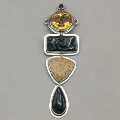 Tabra Goddess With Onyx And Palmwood Pendant Charm