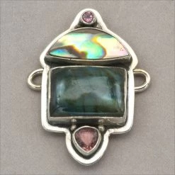 Tabra Tourmaline, Abalone And Labradorite Charm