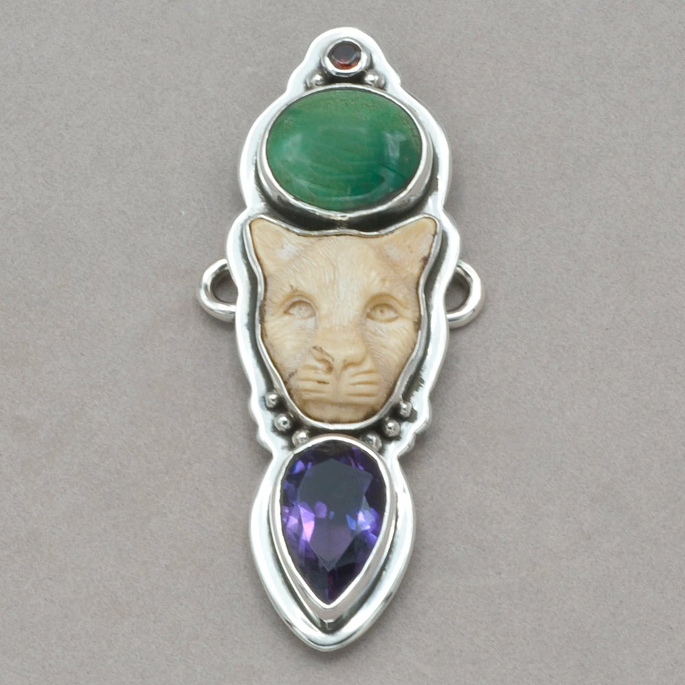 Charms Tabra Turquoise, Jaguar And Amethyst Charm 3 Charms Tabra Turquoise, Jaguar And Amethyst Charm