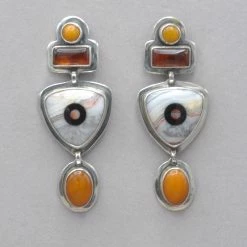 Tabra Amber And Agate Inlay Earrings