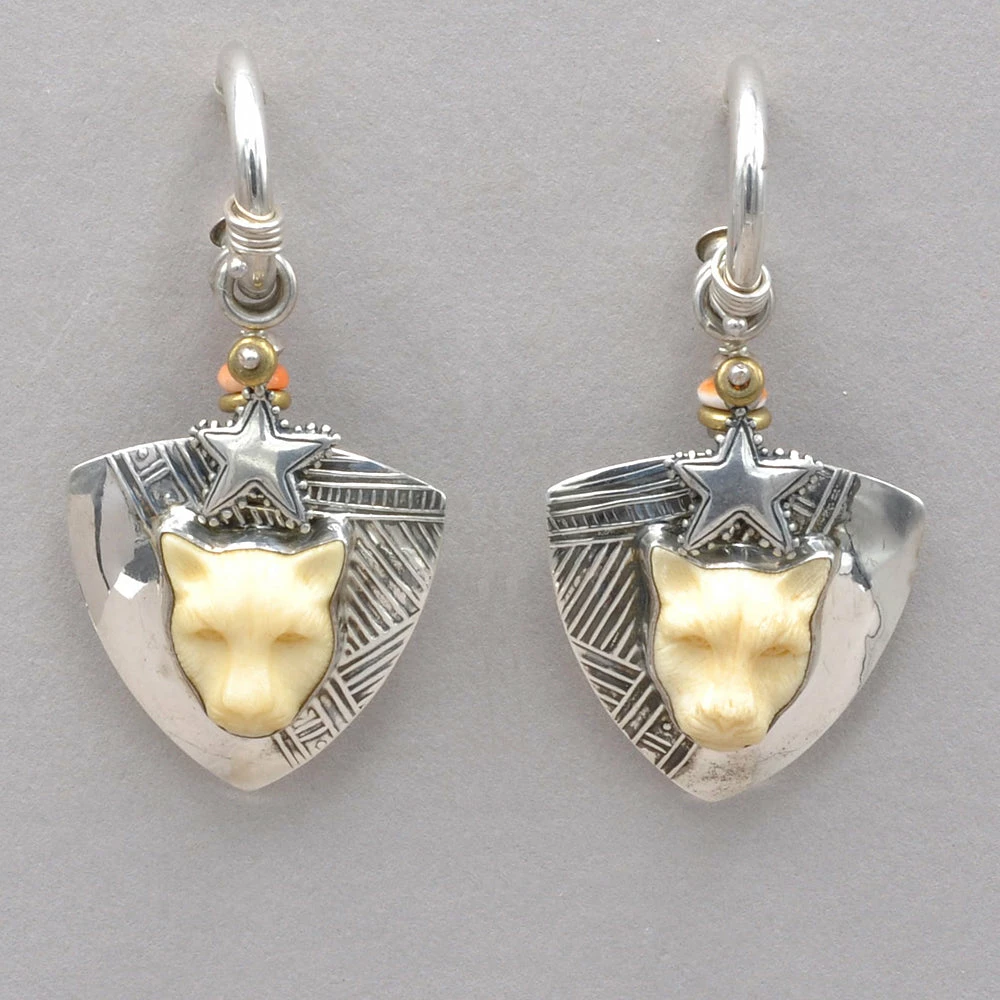 Tabra Vintage Jaguar Hoop Post Earrings 3 Tabra Vintage Jaguar Hoop Post Earrings