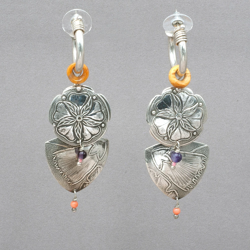 Tabra Vintage Floral Sterling Silver Post Earrings 3 Tabra Vintage Floral Sterling Silver Post Earrings