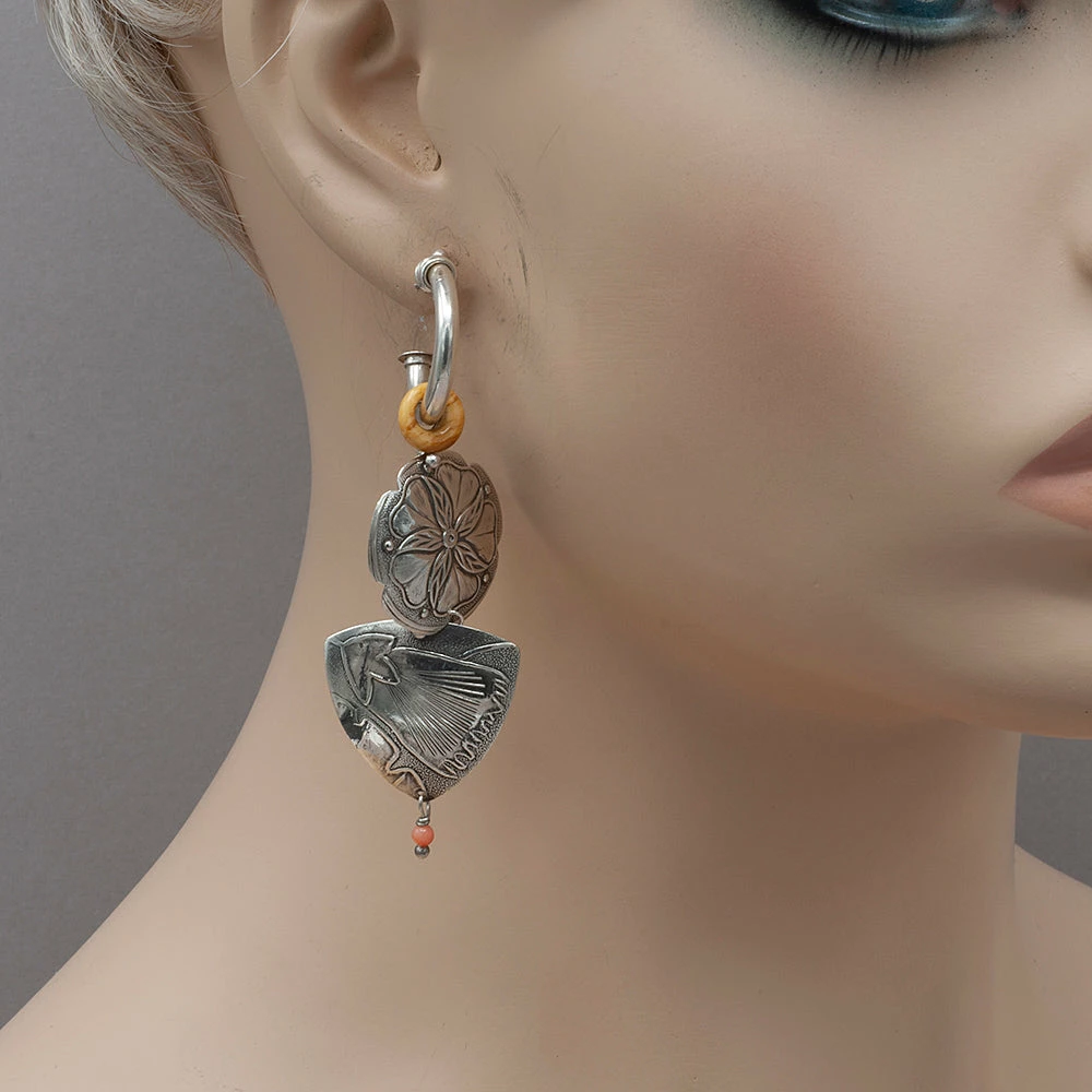 Tabra Vintage Floral Sterling Silver Post Earrings 4 Tabra Vintage Floral Sterling Silver Post Earrings