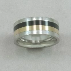 Italgem Steel Italgem Stainless Steel With Yellow And Black IP Spinner Ring