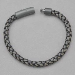 Italgem Steel Bracelets Italgem Antique Grey Leather Bracelet