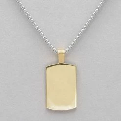 Italgem Steel Italgem Gold And Silver Dog Tag Necklace
