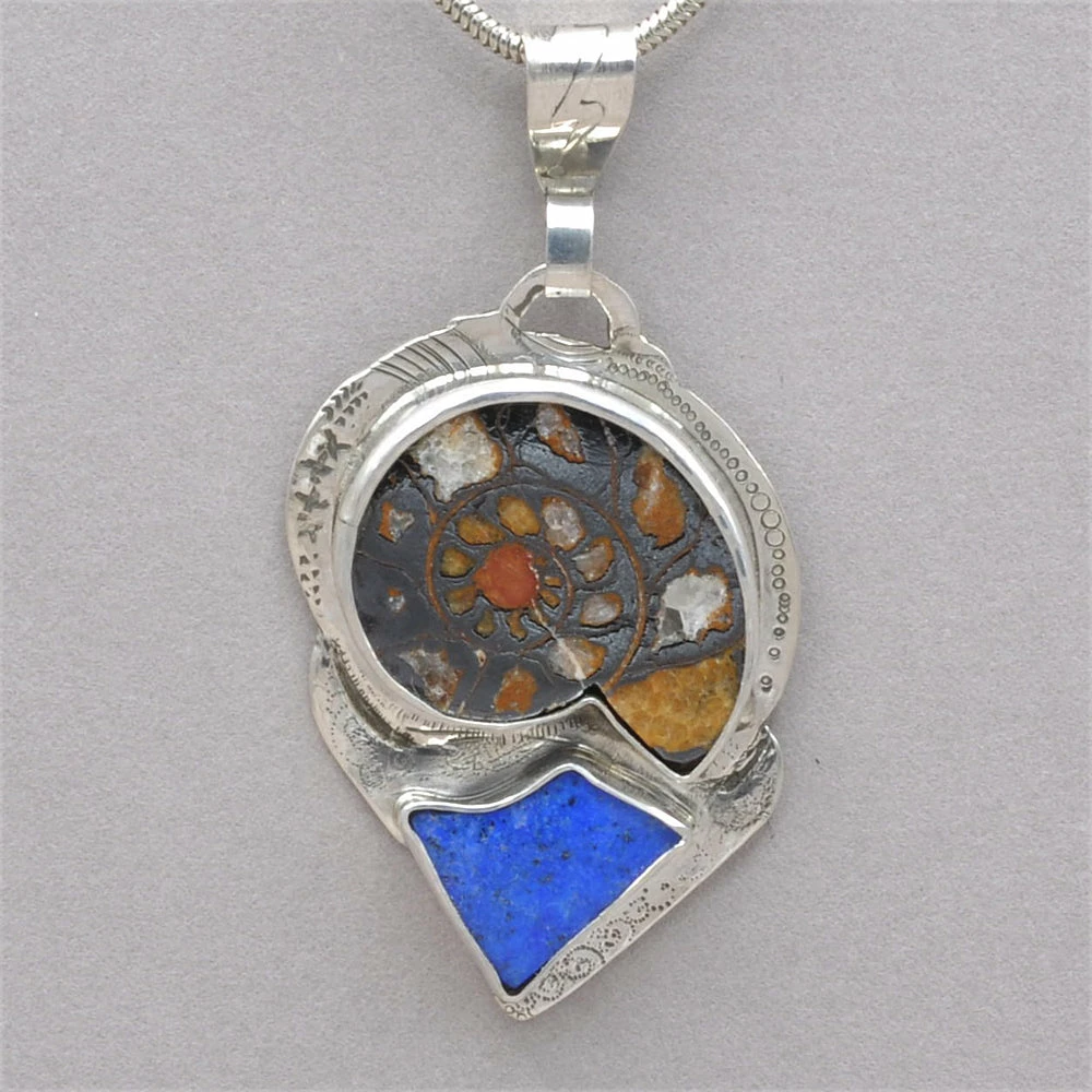 Pendants Jim Kelly Ammonite And Lapis Pendant 3 Pendants Jim Kelly Ammonite And Lapis Pendant