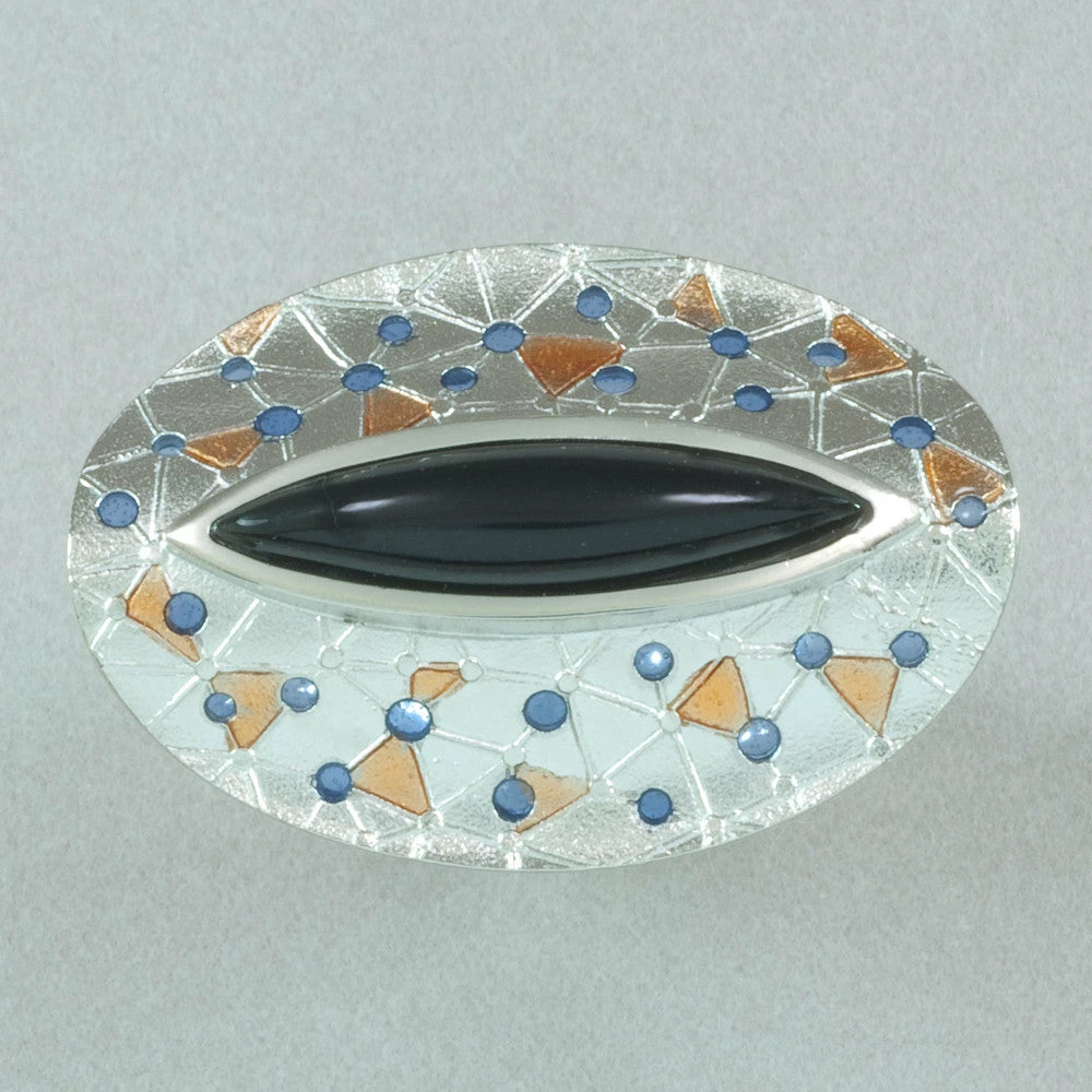 Rings Daniel Vior Citos Ring - Onyx And Blue And Orange Enamel 3 Rings Daniel Vior Citos Ring - Onyx And Blue And Orange Enamel