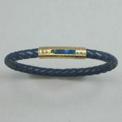 Italgem Steel Italgem IPG S Steel Blue Clasp Blue Leather Bracelet Bracelets