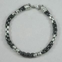 Italgem Steel Italgem Stainless Steel And Black IP Bracelet