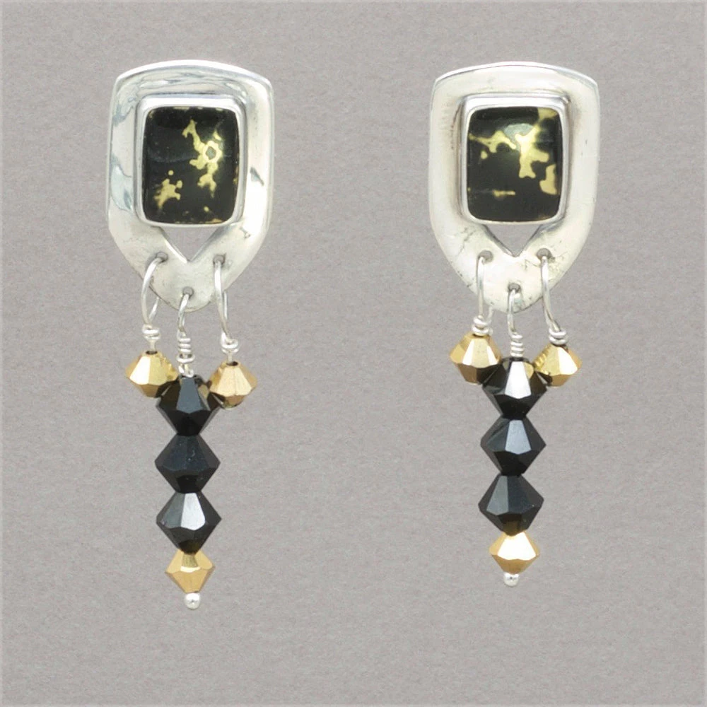 Jim Kelly Gold-Infused Black Jade Earrings 3 Jim Kelly Gold-Infused Black Jade Earrings