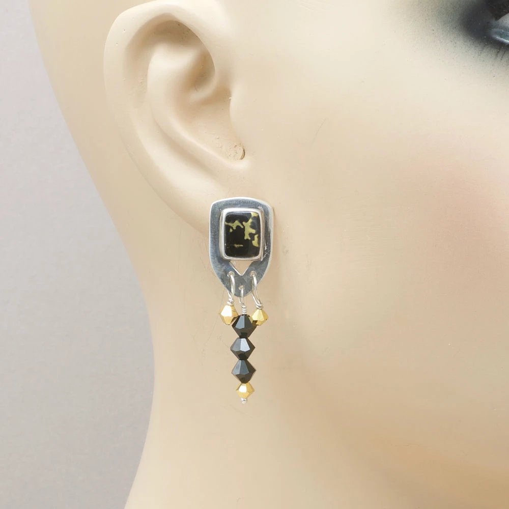 Jim Kelly Gold-Infused Black Jade Earrings 4 Jim Kelly Gold-Infused Black Jade Earrings