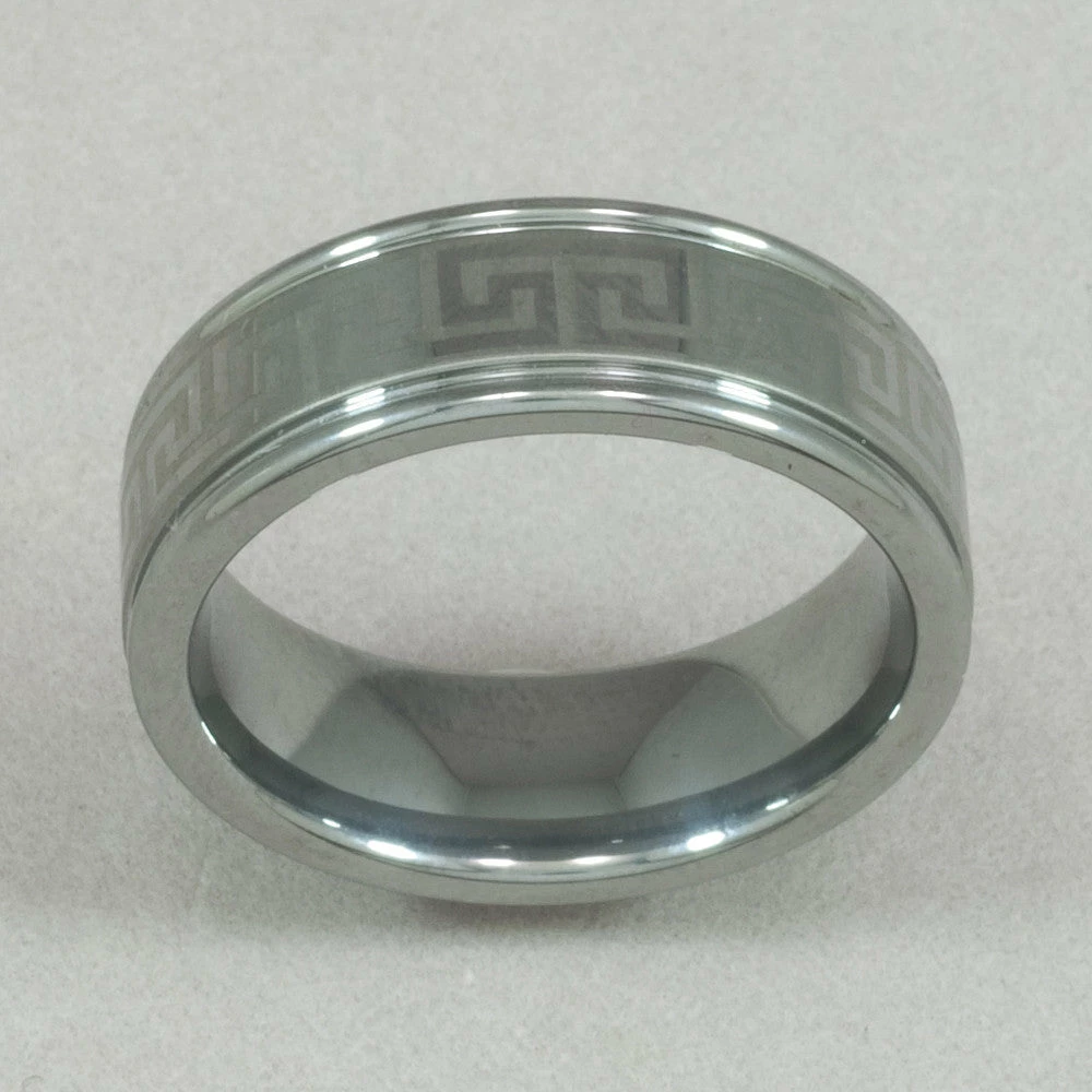 Silver City Men's Tungsten Greek Key Motif Ring 3 Silver City Men's Tungsten Greek Key Motif Ring