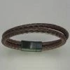 Italgem Steel Italgem Brown Leather Two-Strand Bracelet Bracelets