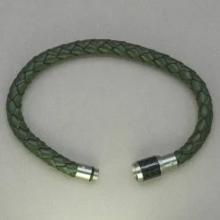 Italgem Steel Italgem Army Green Leather Bracelet