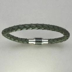 Italgem Steel Italgem Army Green Leather Bracelet