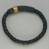 Italgem Steel Italgem Black Leather With Gold IP Stainless Steel Bracelet Bracelets