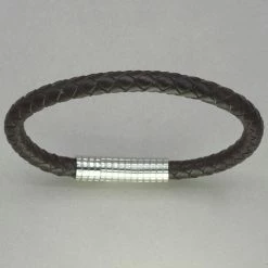 Italgem Steel Italgem Brown Leather Bracelet
