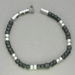 Italgem Steel Italgem Black Beaded Bracelet Bracelets