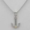 Italgem Steel Italgem Black CZ Anchor Necklace Necklaces