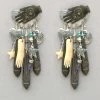 Tabra Vintage Hand Of Fatima Silver And Bronze Earrings