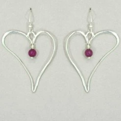 Jim Kelly Garnet Heart Earrings