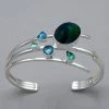 Lilly Barrack Green Quartz And London Blue Topaz Cuff Bracelet