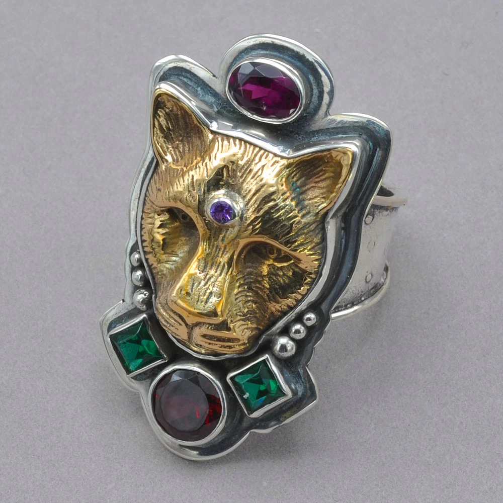 Tabra Jaguar With Garnet And Green Quartz Ring 3 Tabra Jaguar With Garnet And Green Quartz Ring