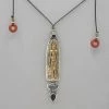 Necklaces Tabra Smoky Quartz, Moonstone And Bronze Buddha Necklace