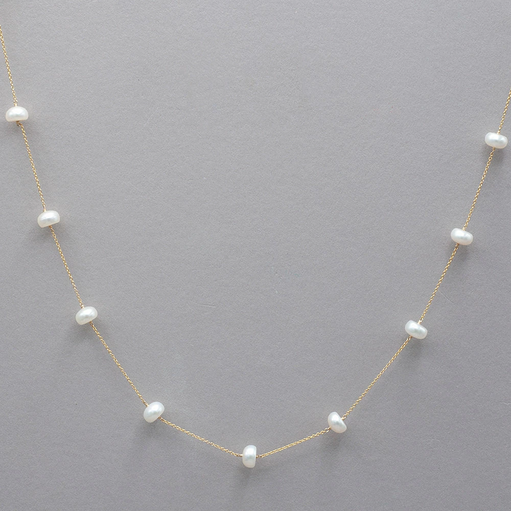 Delisch Necklaces Floating Pearls Delicate Necklace 14k Gold Fill Chain 4 Delisch Necklaces Floating Pearls Delicate Necklace 14k Gold Fill Chain