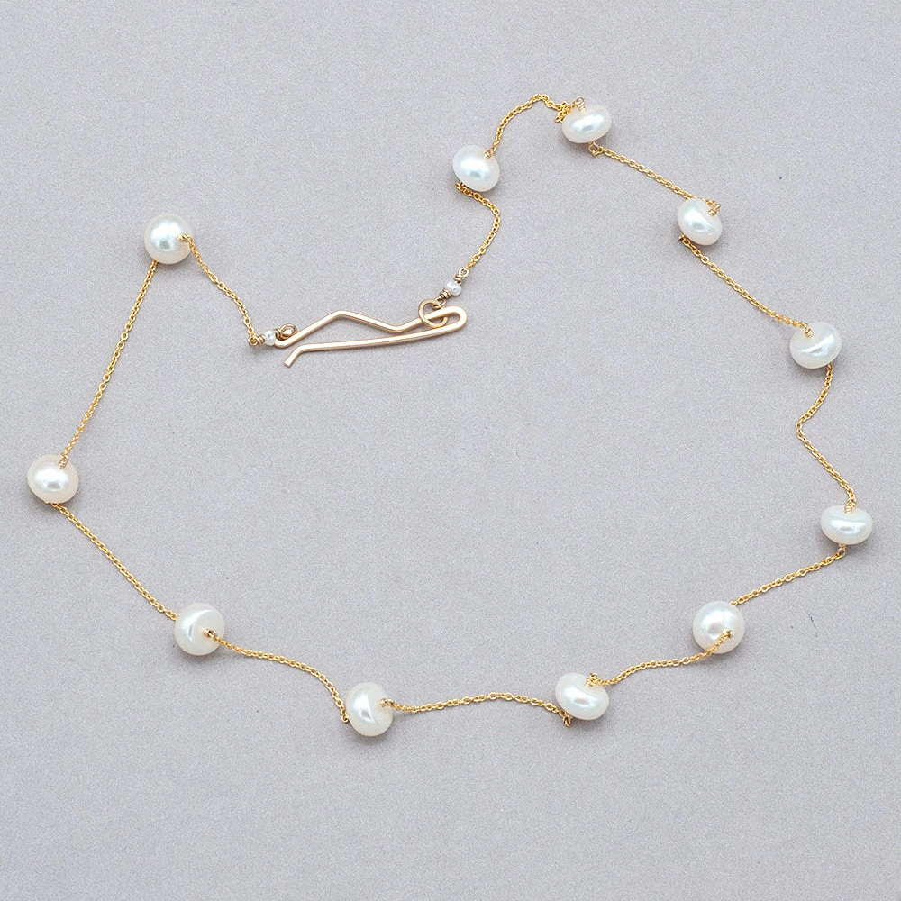 Delisch Necklaces Floating Pearls Delicate Necklace 14k Gold Fill Chain 3 Delisch Necklaces Floating Pearls Delicate Necklace 14k Gold Fill Chain