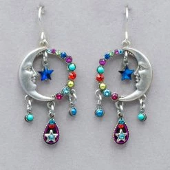Firefly Luna Star With Tear Drop Dangles Earrings