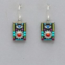 Firefly Talisman Rectangle Sunburst And Eye Earrings