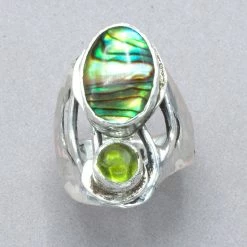 Jim Kelly Green Abalone And Peridot Ring