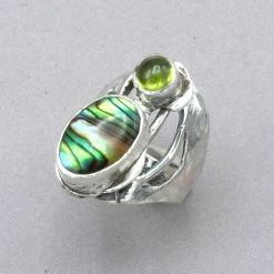 Jim Kelly Green Abalone And Peridot Ring