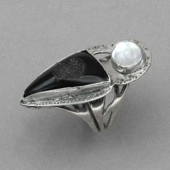 Jim Kelly Black Onyx Druzy And Moonstone Ring Rings