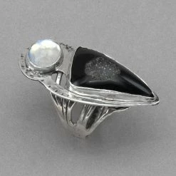Jim Kelly Black Onyx Druzy And Moonstone Ring Rings 7 Jim Kelly Black Onyx Druzy And Moonstone Ring Rings